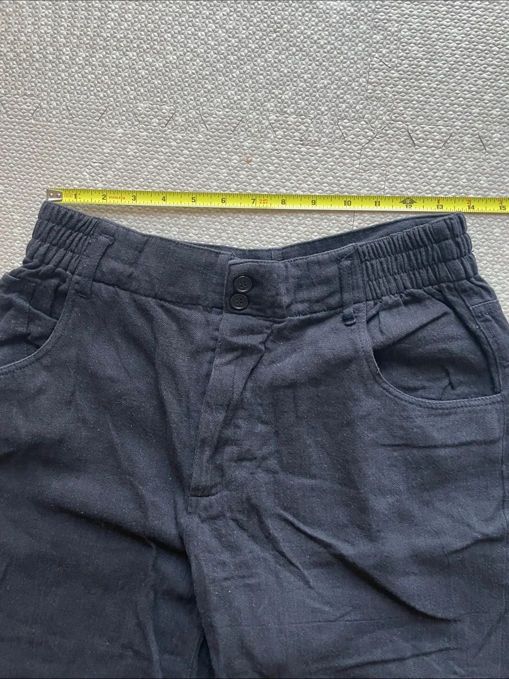 ZARA Womens Black Casual Elastic-Waist Linen-Blend Pants Size Medium